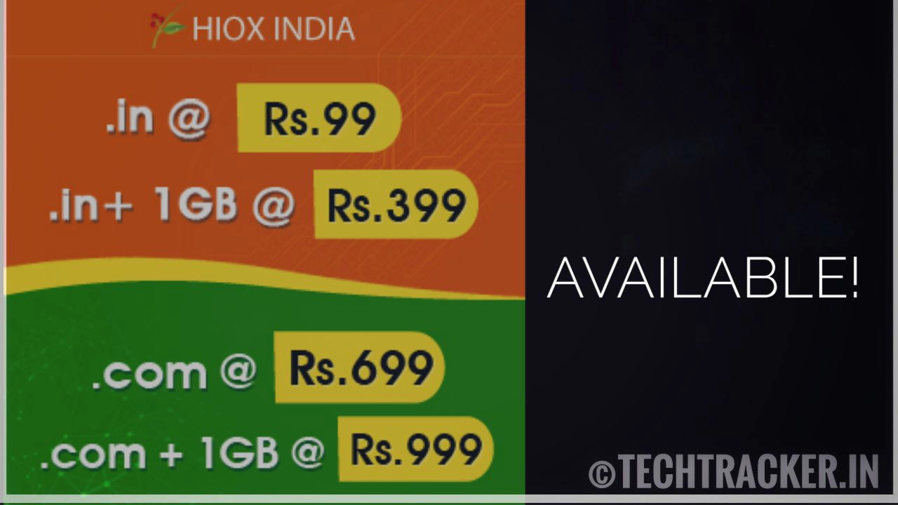 HIOX India - Get .in domain at 99rs for 1 year!